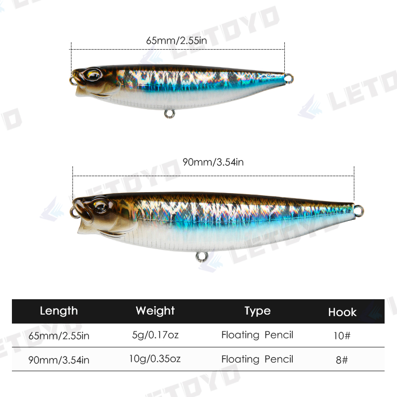 LETOYO 65mm 5g/90mm 10g Surfac - Rain Stick Percussion 评论和价格