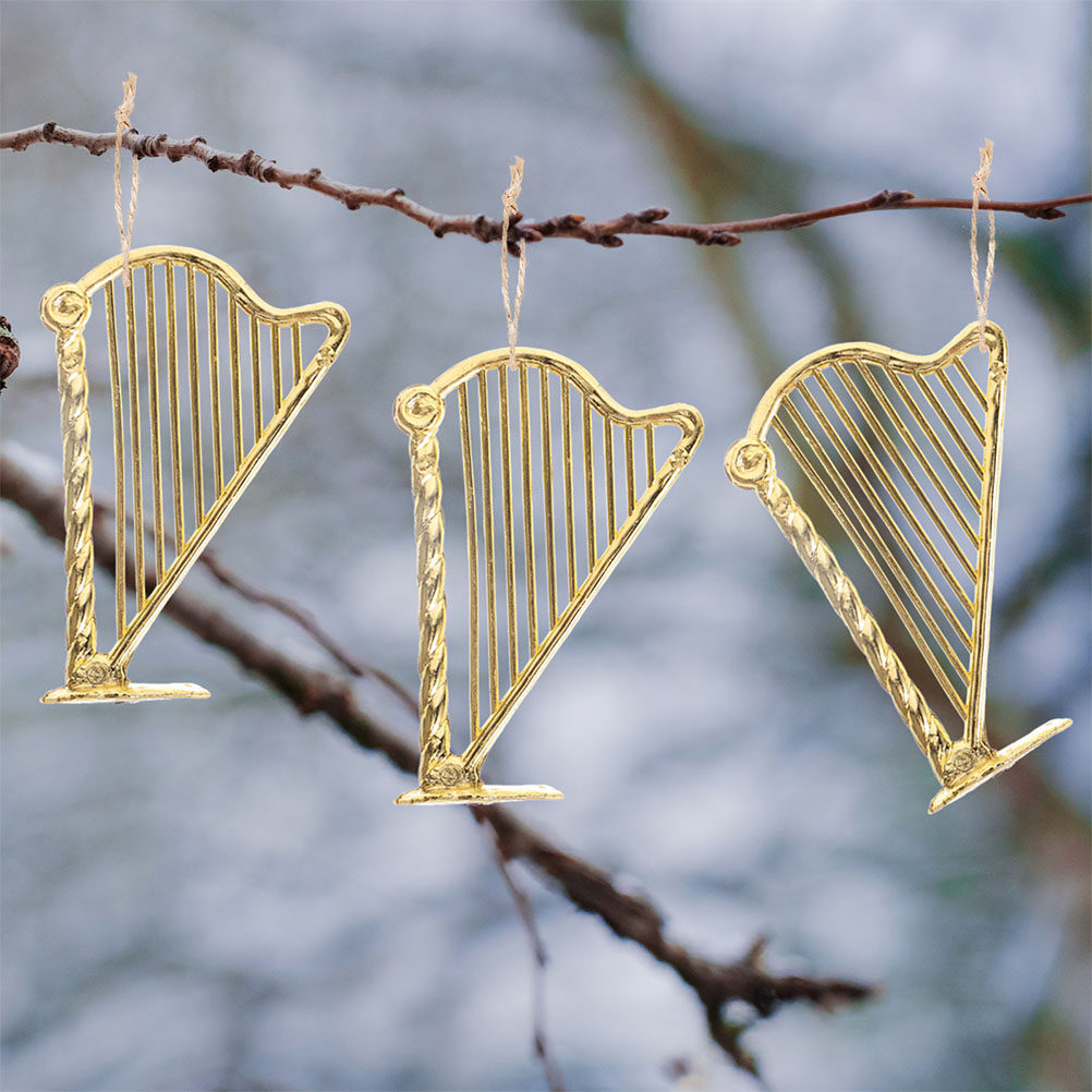 15Pcs Miniature Harp Christmas - Musical Instrument Xmas Ornaments 评论和价格