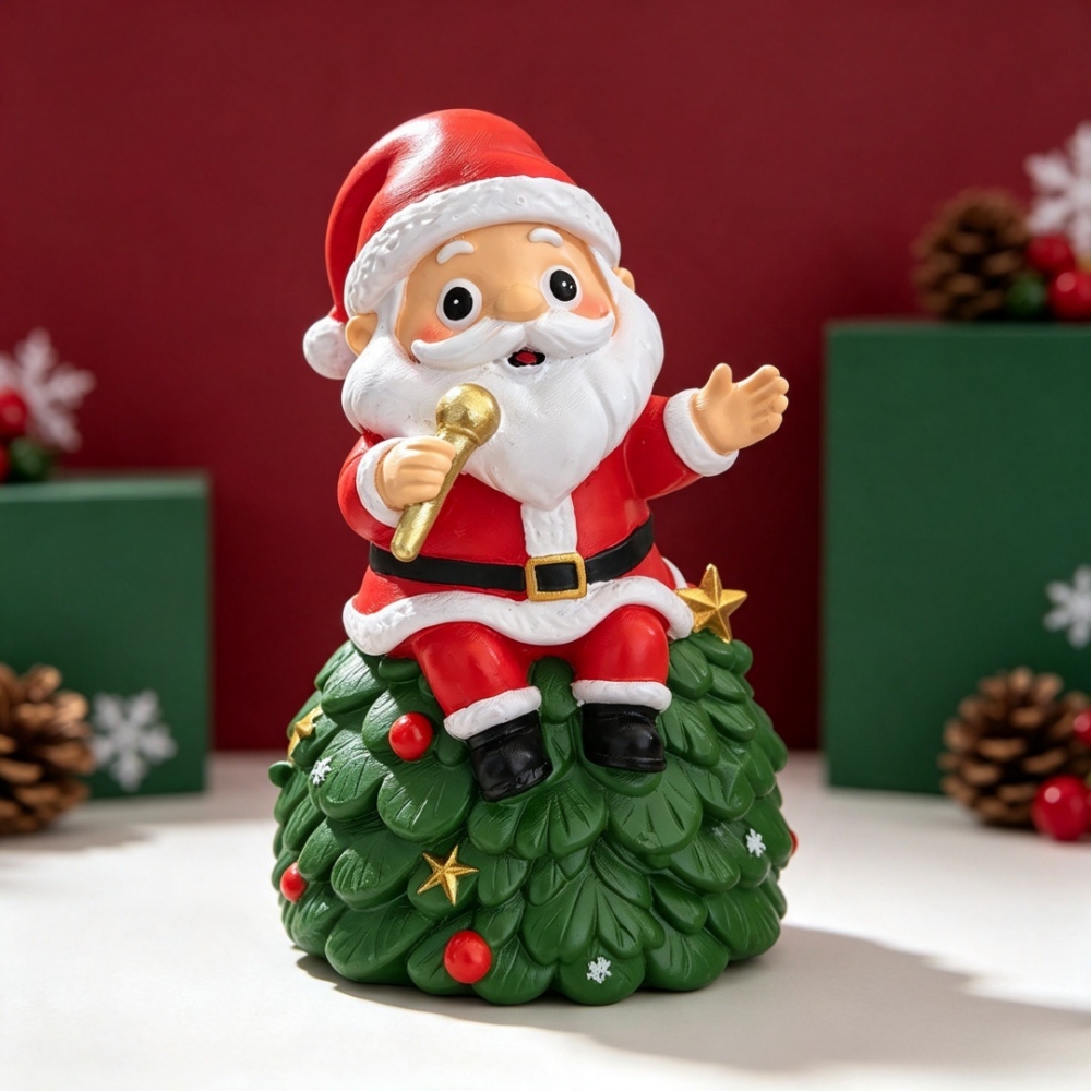Resin Santa Claus Figurine wit - Musical Instrument Xmas Ornaments 评论和价格