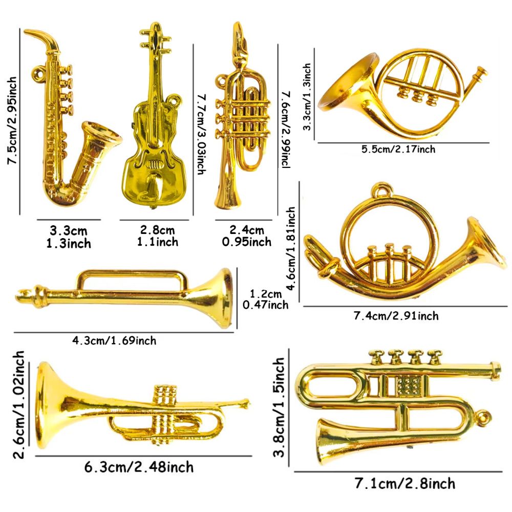 6/10pcs Random Style Tiny Meta - Musical Instrument Xmas Ornaments 评论和价格