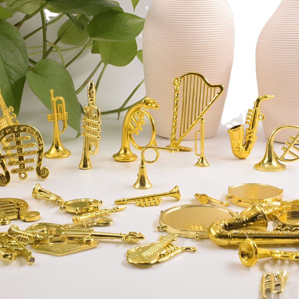 5/18pcs Random Mini Golden Mus - Musical Instrument Xmas Ornaments 评论和价格