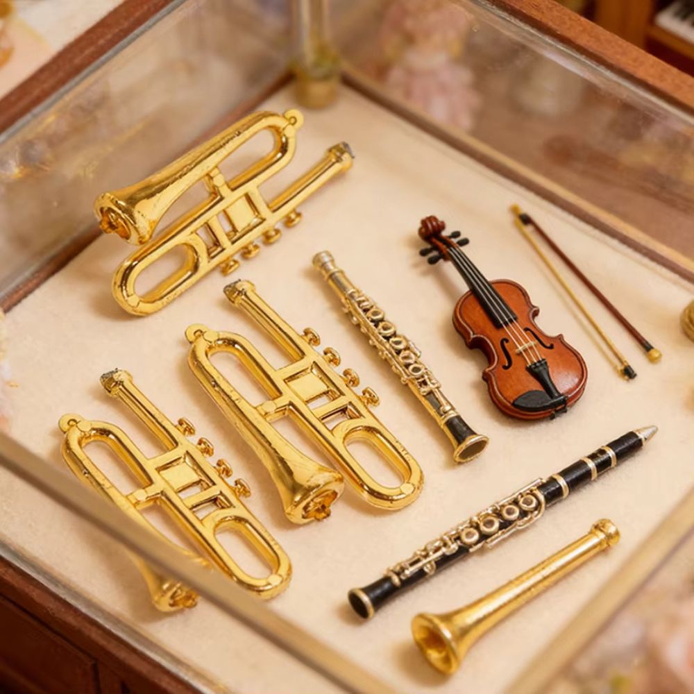5/18pcs Random Mini Golden Mus - Musical Instrument Xmas Ornaments 评论和价格